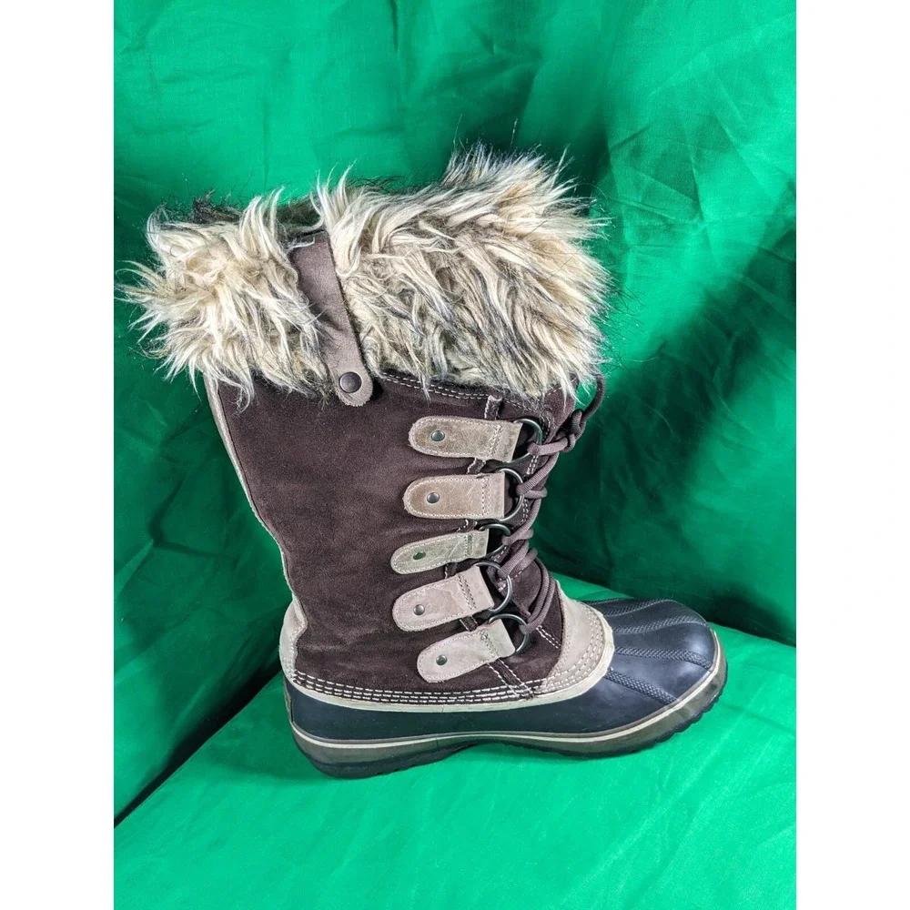 Sorel Joan of Arctic Tall Brown Suede Waterproof Winter Boots Faux Fur Size 9 - Picture 5 of 9